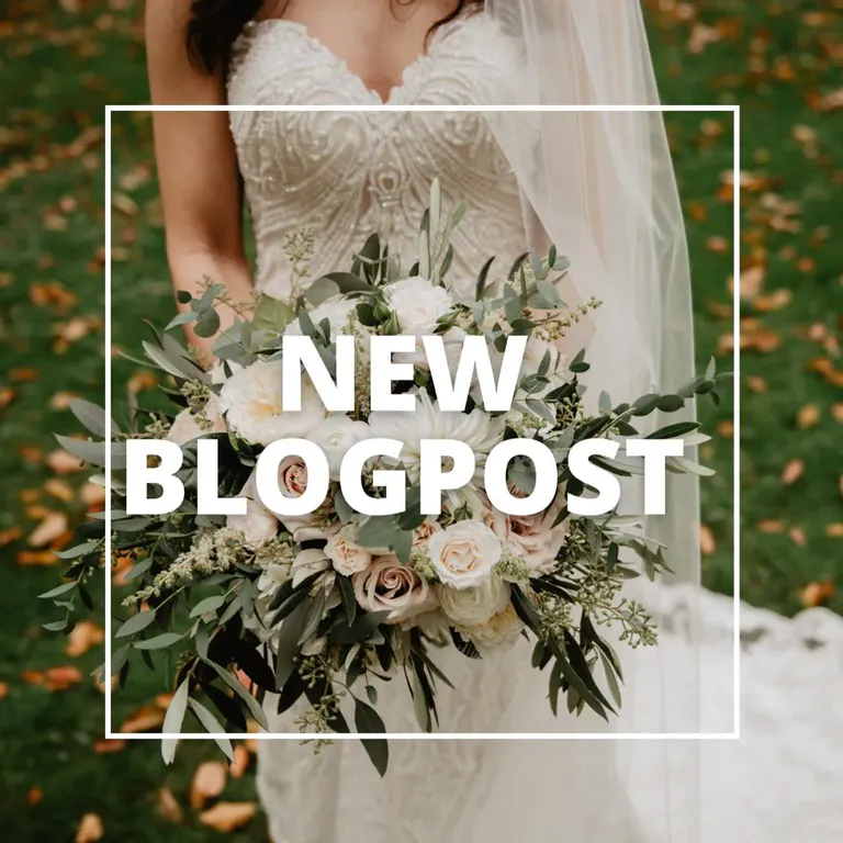 Brautkleid mit Blumenstrauss