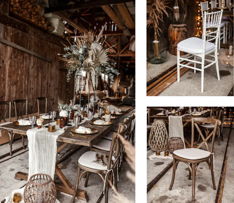 Bilder von Hochzeitsdekorationsartikel mit Stühlen und Tischen