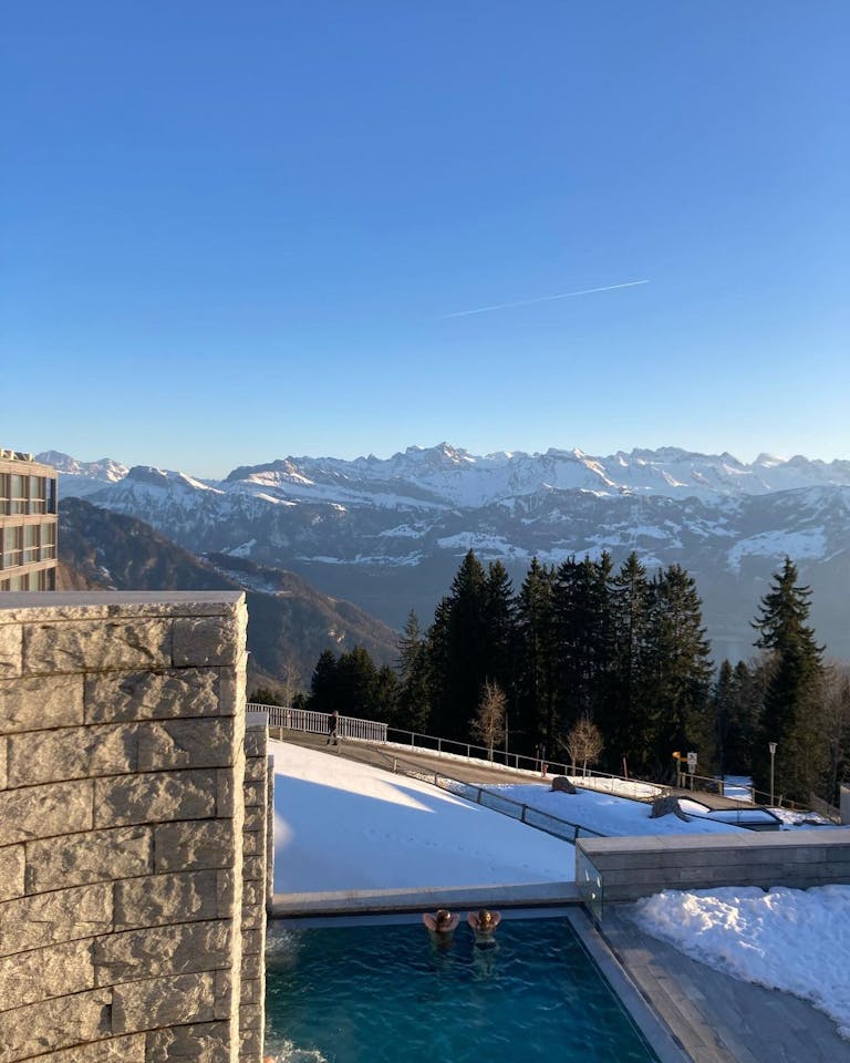 Photo by Hotel Rigi Kaltbad on February 10, 2022. May be an image of 2 people and outdoors.