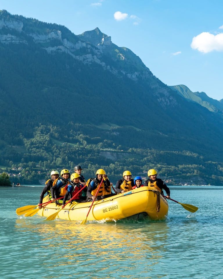 Photo shared by outdoor.ch on July 08, 2022 tagging @myswitzerland, @interlaken, and @bonigen_iseltwald. May be an image of 7 people and nature.