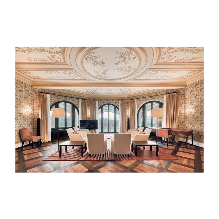 Photo shared by The Dolder Grand on July 25, 2022 tagging @myswitzerland, @visitzurich, @travelandleisure, @leadinghotelsoftheworld, @forbestravelguide, and @swissdeluxehotels. May be an image of furniture and living room.